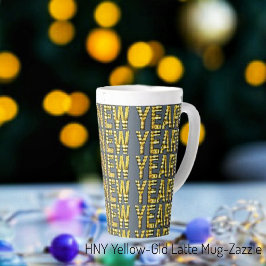 Caneca De Café Latte HNY Yellow Gld Latte Mug