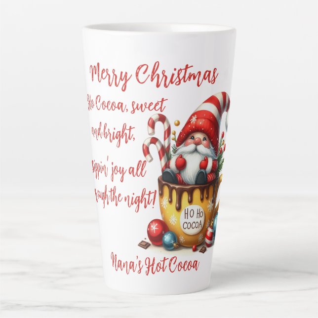 Caneca De Café Latte Ho Ho Cacau Papai Noel (Frente)