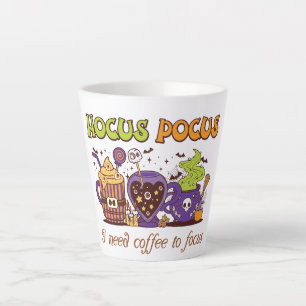 Caneca De Café Latte Hocus Pocus - Preciso De Café Para Focar