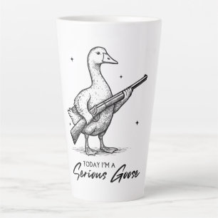 Caneca De Café Latte Hoje eu sou um ganso de ganso sério com arma