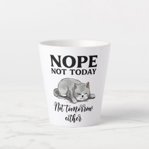 Caneca De Café Latte Hoje Não, Não Amanhã - Gato Sonolento