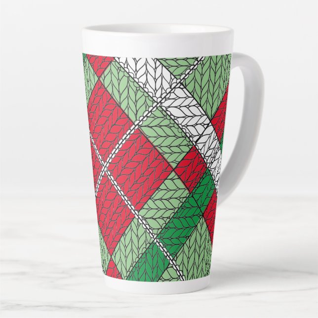 Caneca De Café Latte HOLIDAY ARGYLE KNIT Tall Latte Mug (Ângulo direito)