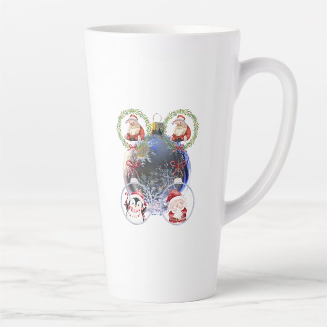 Caneca De Café Latte Holiday Characters on a Snowflake Ornament (Direita)