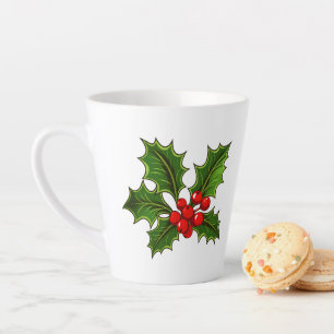 Caneca De Café Latte Holiday Holly Latte Mug