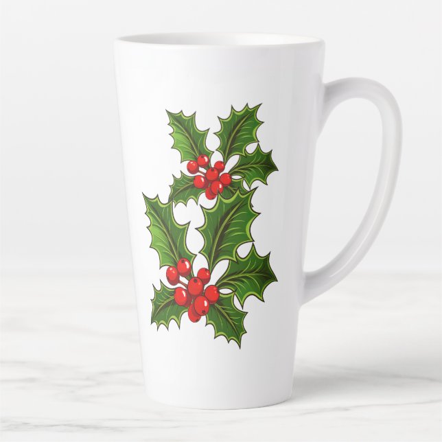 Caneca De Café Latte Holiday Holly Latte Mug (Direita)