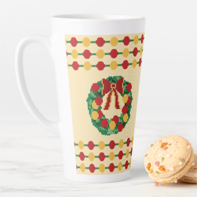Caneca De Café Latte Holiday Wreath Knit (In Situ)