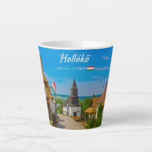Caneca De Café Latte Hollókő, Hungria - Rua Pequena da Aldeia Histórica