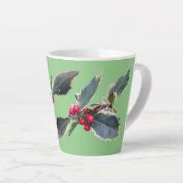Caneca De Café Latte Holly Cust Europeu. Caneta Verde Latente