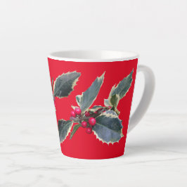 Caneca De Café Latte Holly Cust Europeu. Red Latte Mug