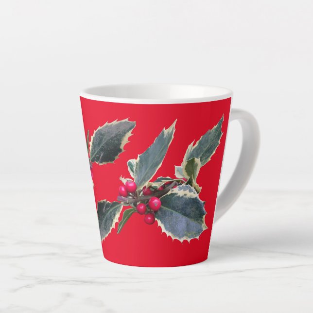 Caneca De Café Latte Holly Cust Europeu. Red Latte Mug (Ângulo direito)