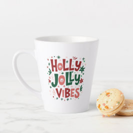 Caneca De Café Latte Holly Jolly Vibes Natal Latte Mug