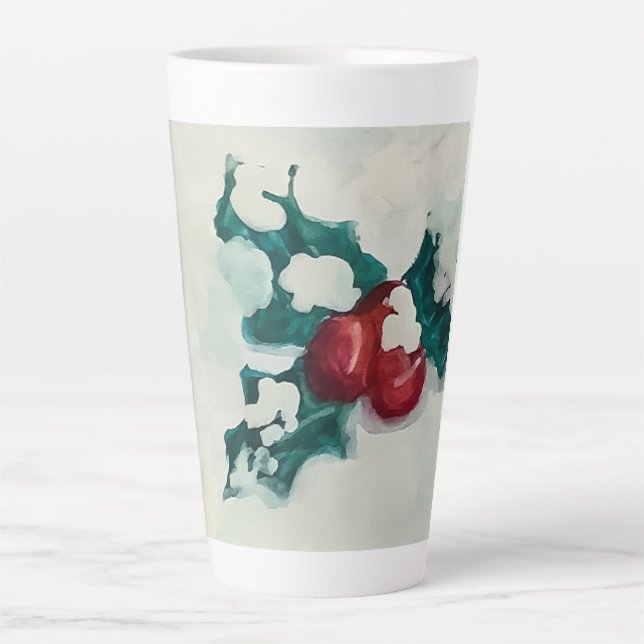 Caneca De Café Latte Holly na neve (Frente)