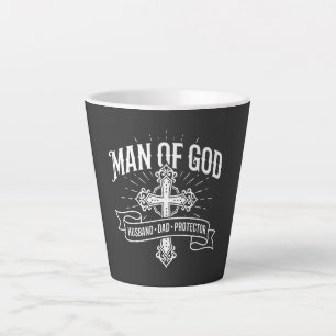 Caneca De Café Latte Homem de Deus Marido Pai Protetor Camisa Cristão
