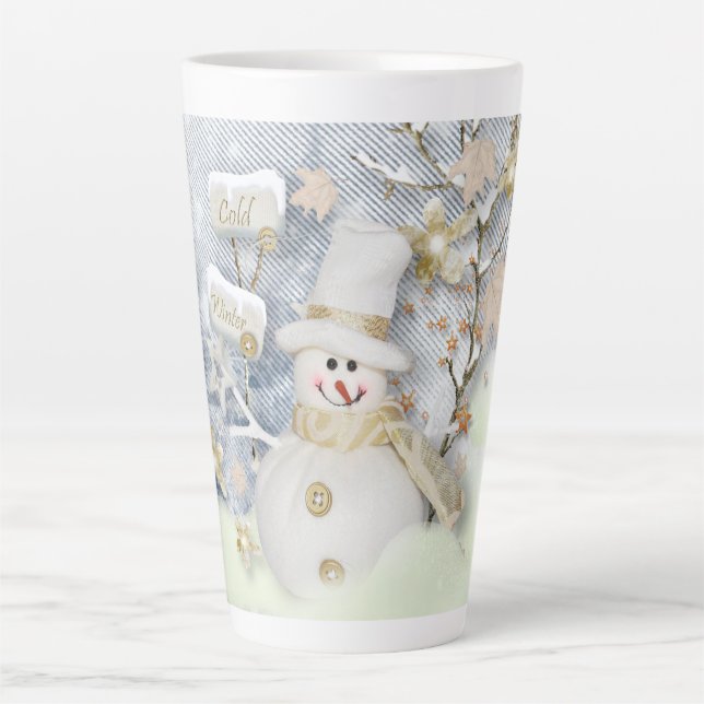 Caneca De Café Latte Homem de Neve de inverno Frio (Frente)