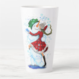Caneca De Café Latte Homem de Neve e Dançarinas Latte Mug