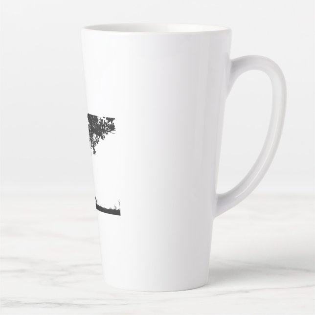 Caneca De Café Latte "Homem Refletindo sob uma árvore em silhueta calmo (Direita)