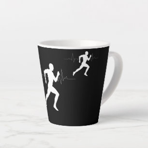 Caneca De Café Latte Homem Runners Silhouette HeartBeat Line