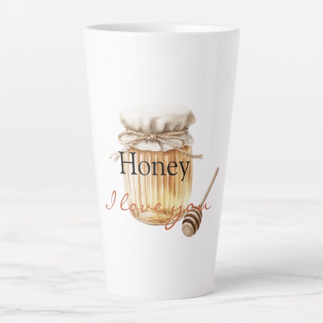 Caneca De Café Latte Honey, I Love You (Frente)
