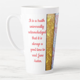 Caneca De Café Latte Hora de ler Jane Austen(roteiro vermelho)