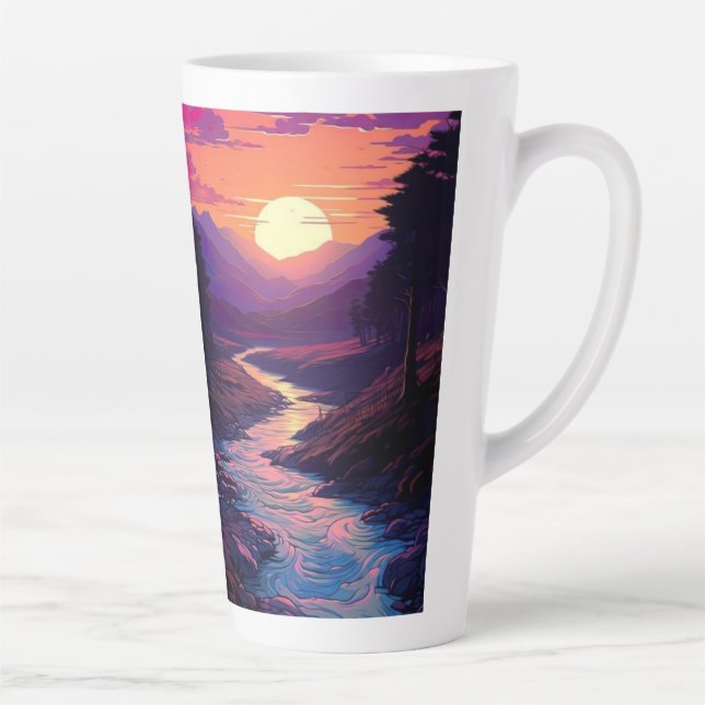 Caneca De Café Latte Horizontes Roxos Sobre O Vale Do Rio (Direita)