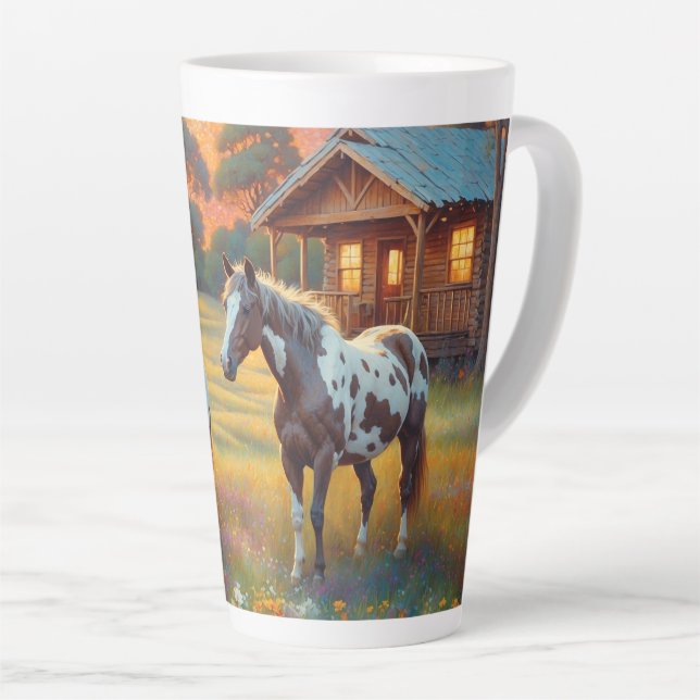 Caneca De Café Latte Horse Farm (Ângulo direito)