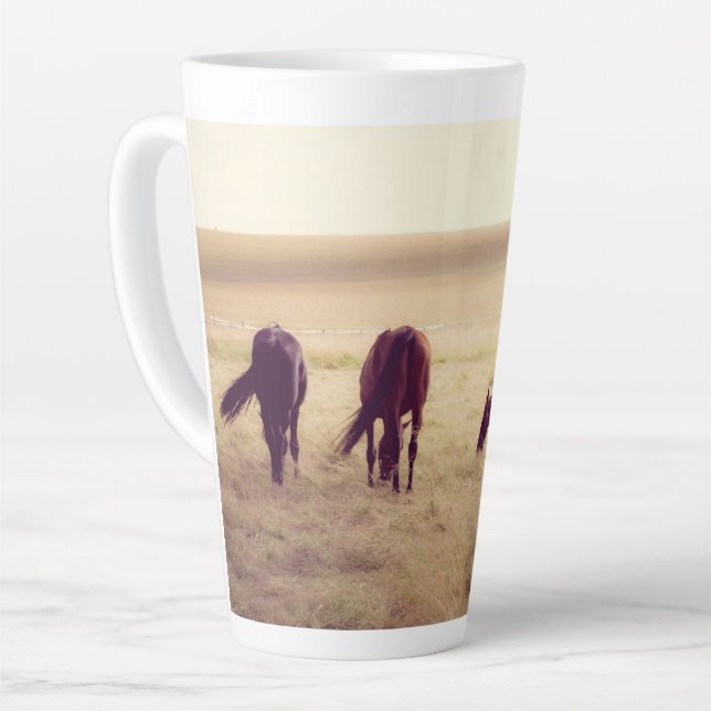 Caneca De Café Latte Horses on pasture (Ângulo esquerdo)