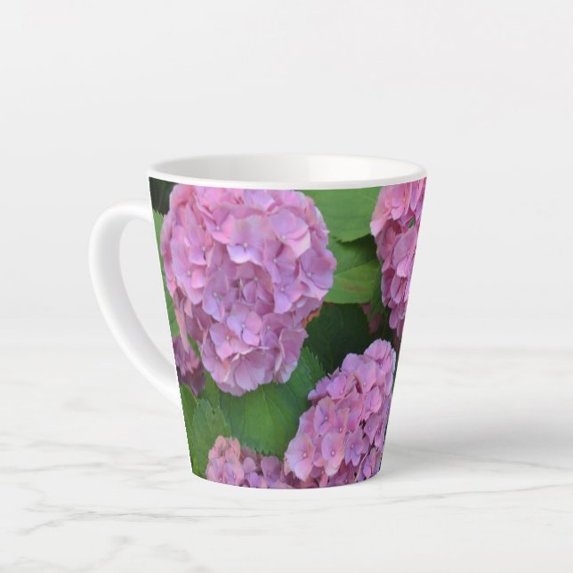 Caneca De Café Latte Hortensia hydrangea bush rosa (Ângulo esquerdo)
