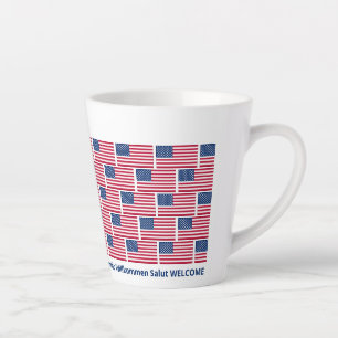 Caneca De Café Latte Hospitalidade com Bandeira Patriótica dos EUA