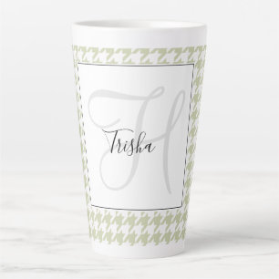 Caneca De Café Latte Houndstooth Tall Latte Mug com o seu nome - HAMbWG