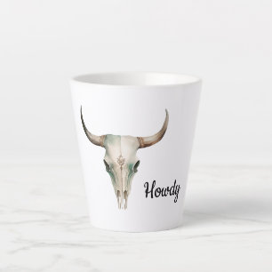 Caneca De Café Latte Howdy Cowboy Bullhorns