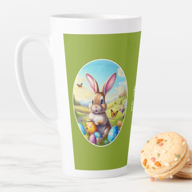 Caneca De Café Latte Hübscher Osterhase in Landschaft -  (In Situ)