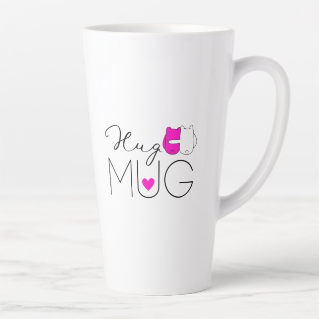 Caneca De Café Latte Hug Mug | Rosa Quente | Abraço | Obter um Hug (Direita)