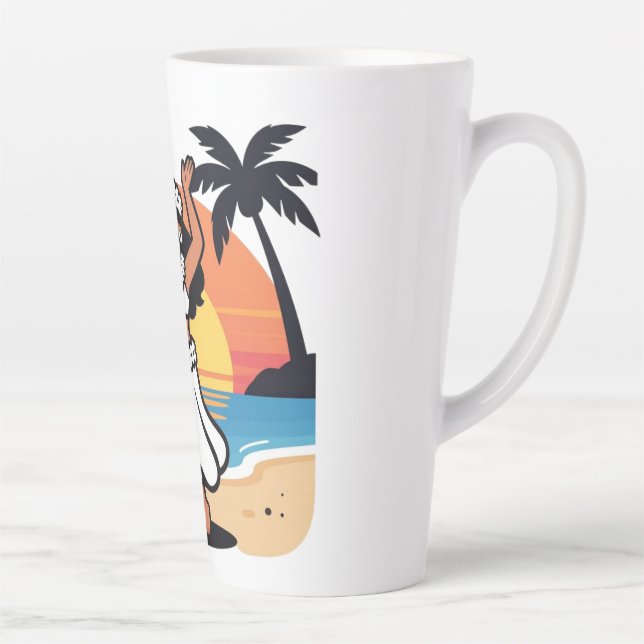 Caneca De Café Latte Hula dance beach party sunset tropical island art (Direita)