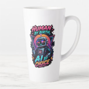 Caneca De Café Latte Humano por Nascimento, IA por Escolha Camiseta Neo