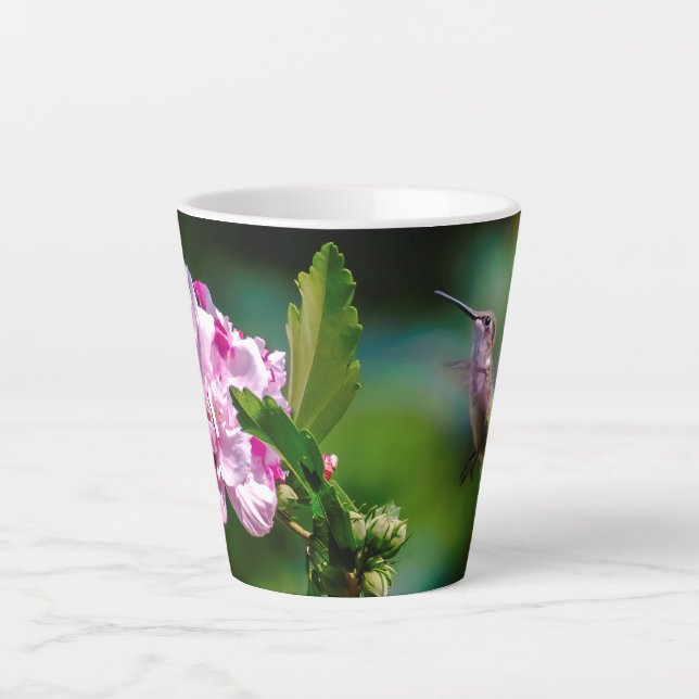 Caneca De Café Latte Hummingbird com garganta de rubi - Fotografia orig (Frente)
