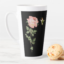 Caneca De Café Latte Hummingbird e Rosa