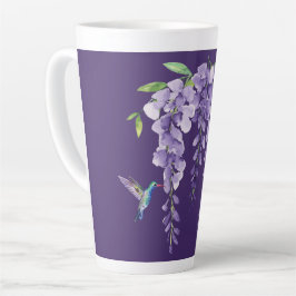Caneca De Café Latte Hummingbird e Wisteria