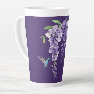 Caneca De Café Latte Hummingbird e Wisteria