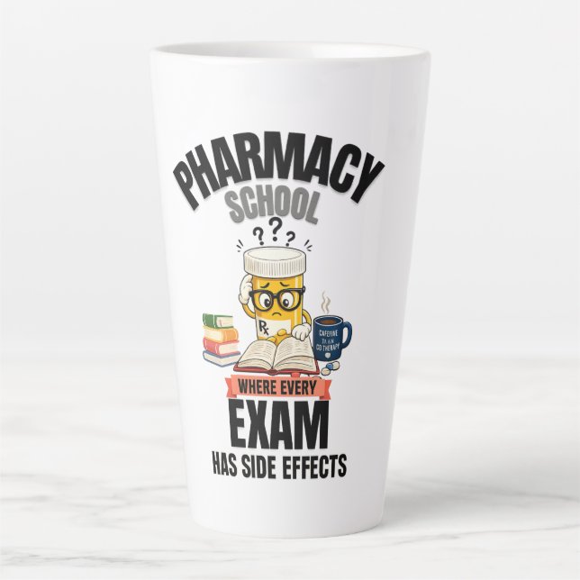 Caneca De Café Latte Humor da Faculdade de Farmácia (Frente)