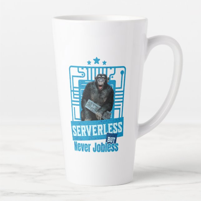 Caneca De Café Latte Humor de Desenvolvedor de Macaco Engraçado Sem Ser (Direita)