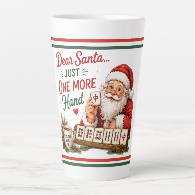 Caneca De Café Latte Humor de Natal de Mahjong  (Frente)