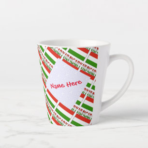 Caneca De Café Latte Hungria Bandeira Húngara Personalizada Vermelha Ti