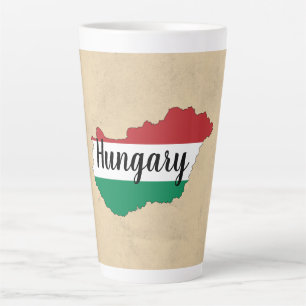 Caneca De Café Latte Hungria Flag Silhouette
