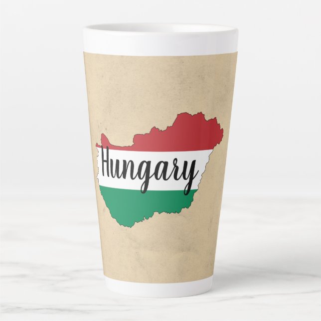 Caneca De Café Latte Hungria Flag Silhouette (Frente)