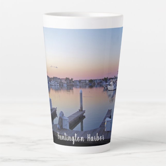 Caneca De Café Latte Huntington Harbor Sunset (Frente)