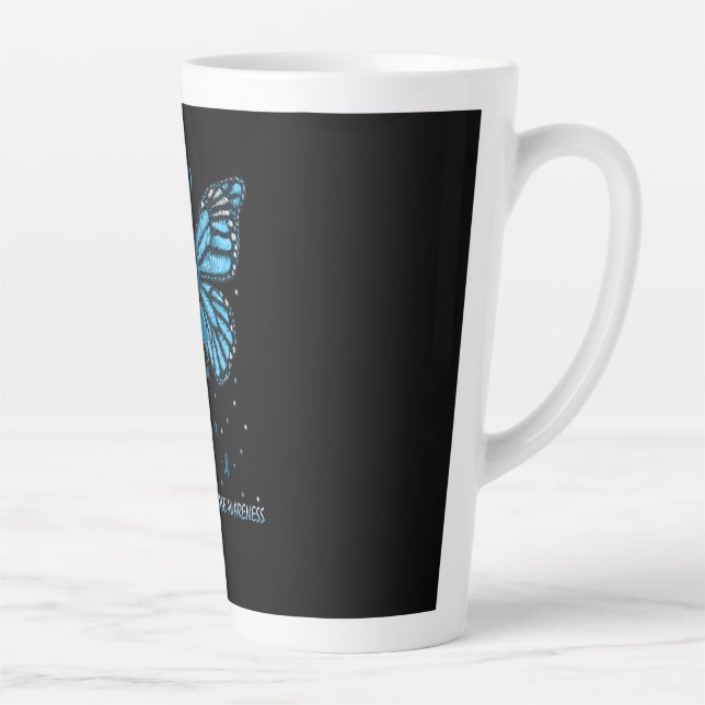 Caneca De Café Latte Huntington's Disease Awareness Butterfly (Direita)