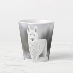 Caneca De Café Latte Husky Branco