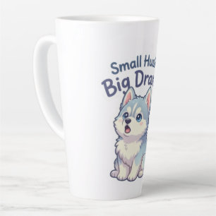Caneca De Café Latte Husky Pequeno Grande Drama Cachorrinho Engraçado