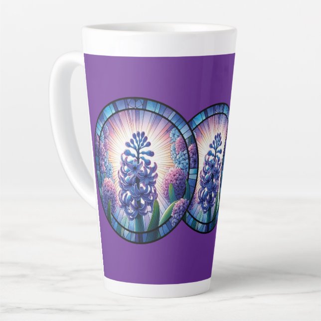 Caneca De Café Latte Hyacinth Stainth Glass Art (Ângulo esquerdo)
