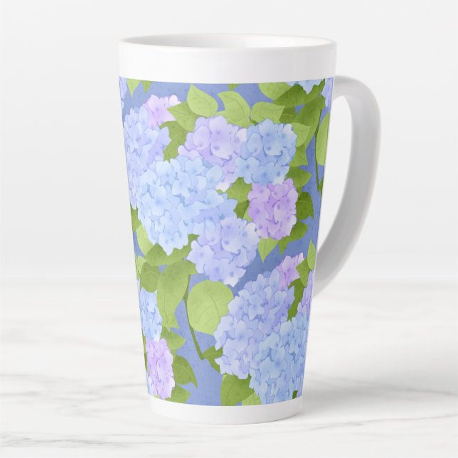 Caneca De Café Latte Hydrangea do jardim noturno (Ângulo direito)